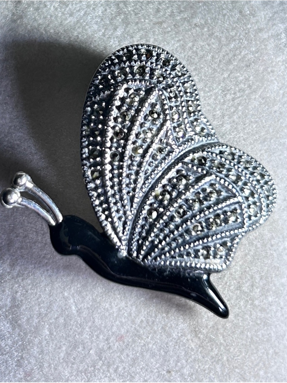 Butterfly Marquesite Sterling Brooch
